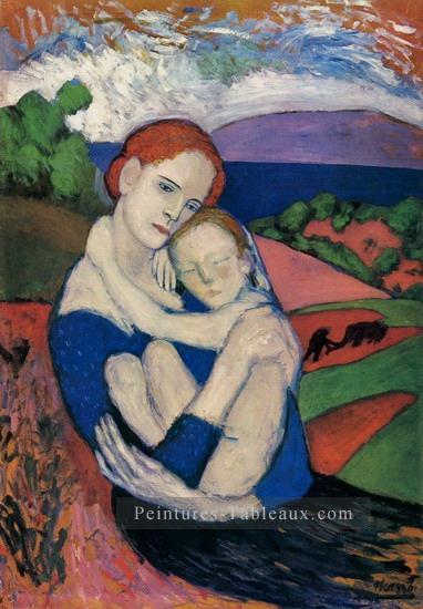 Mother and Child La Maternite Mere tenant l enfant 1901 Pablo Picasso Peintures à l'huile